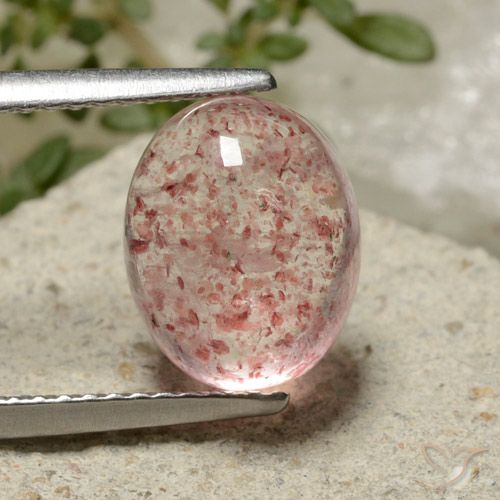 3.80ct Натуральный Средний розовый Клубничный кварц, Овал, Полупрозрачный