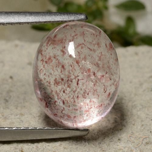 5.09ct Натуральный Светло-розовый Клубничный кварц, Овал, Полупрозрачный