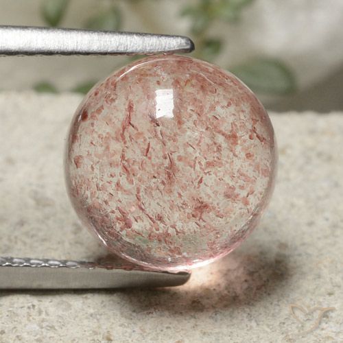 5.18ct Натуральный Светло-розовый Клубничный кварц, Круглый, Полупрозрачный