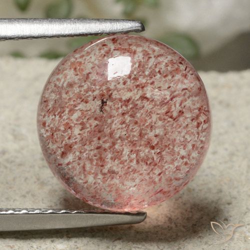 5.44ct Натуральный Светло-розовый разных оттенков Клубничный кварц, Круглый, Полупрозрачный