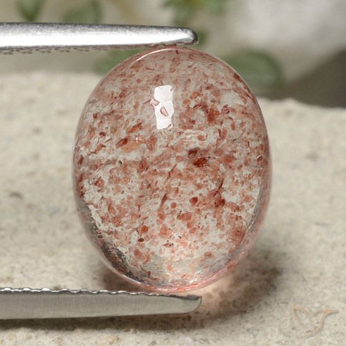 4.18ct Натуральный Землисто-розовый Клубничный кварц, Овал, Полупрозрачный