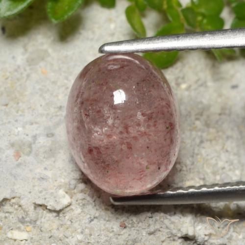 3.51ct Натуральный Средний розовый Клубничный кварц, Овал, Полупрозрачный