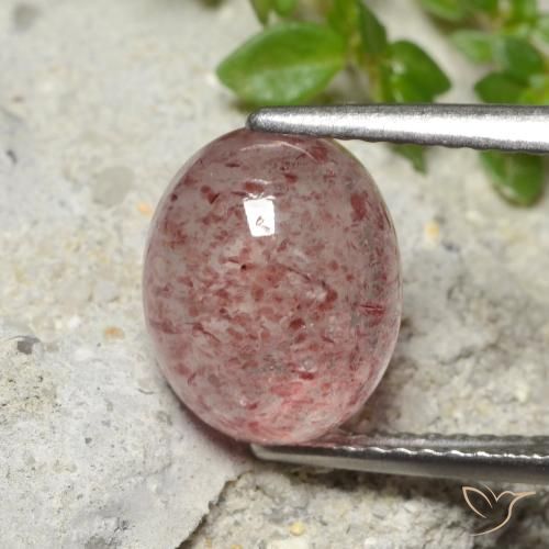 3.36ct Натуральный Средне-светло-розовый Клубничный кварц, Овал, Полупрозрачный