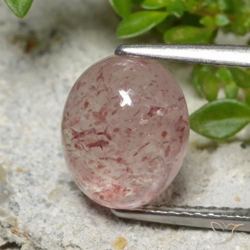 3.66ct Натуральный Средний розовый Клубничный кварц, Овал, Полупрозрачный