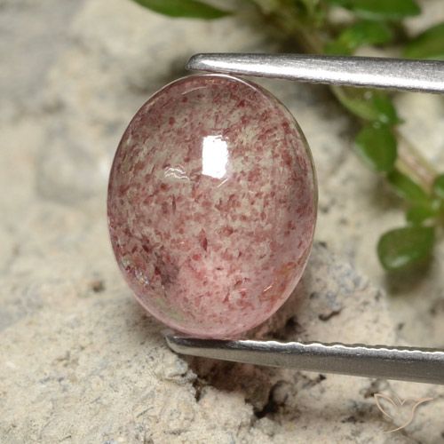 3.93ct Натуральный Светло-розовый Клубничный кварц, Овал, Полупрозрачный