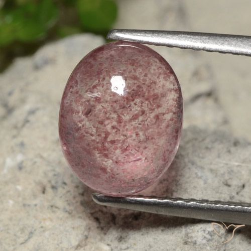3.20ct Натуральный Оттенки розового Клубничный кварц, Овал, Полупрозрачный