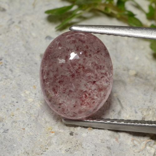 4.52ct Натуральный Темно-розовое дерево Клубничный кварц, Овал, Полупрозрачный