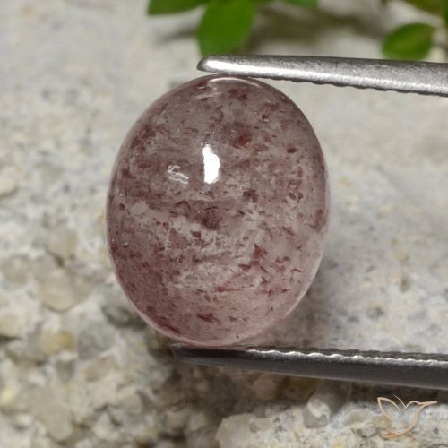 5.07ct Натуральный Темно-розовый Клубничный кварц, Овал, Полупрозрачный