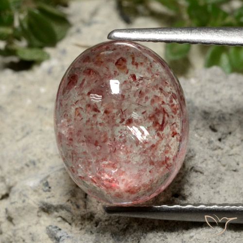 4.31ct Натуральный Глубокий розовый розовый Клубничный кварц, Овал, Полупрозрачный