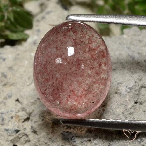 4.18ct Натуральный Оттенки розового Клубничный кварц, Овал, Полупрозрачный