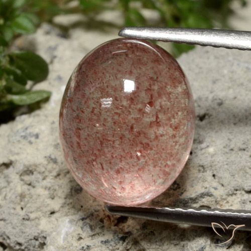 5.04ct Натуральный Средний розовый Клубничный кварц, Овал, Полупрозрачный