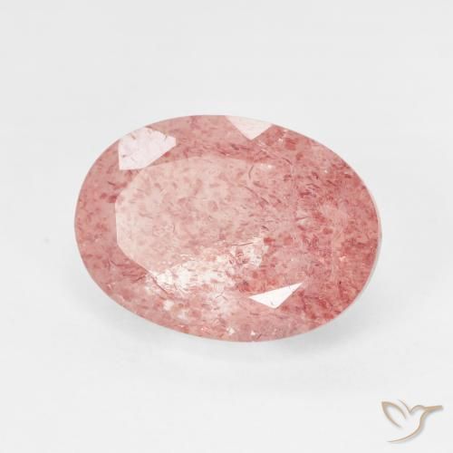 6.12ct Натуральный Светло-розовый разных оттенков Клубничный кварц, Овал, Полупрозрачный
