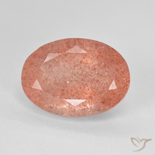 6.41ct Натуральный Оранжево-розовый Клубничный кварц, Овал, Полупрозрачный