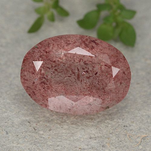 6.14ct Натуральный Оттенки розового Клубничный кварц, Овал, Полупрозрачный