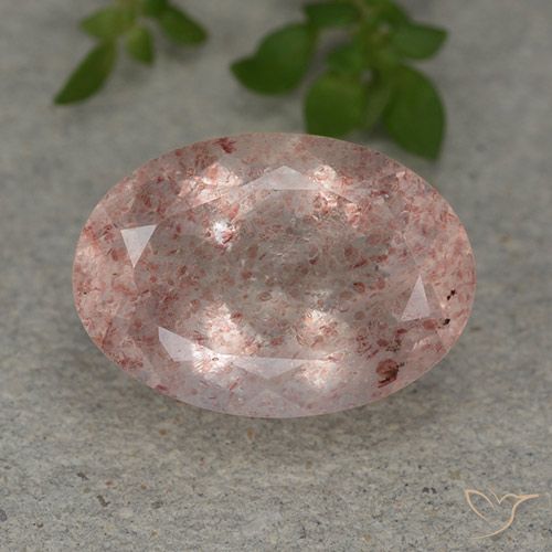 5.91ct Натуральный Глубокий розовый розовый Клубничный кварц, Овал, Полупрозрачный