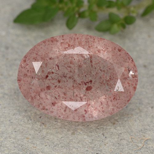 4.88ct Натуральный Землисто-розовый Клубничный кварц, Овал, Полупрозрачный