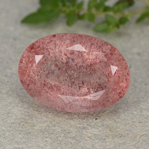 5.85ct Натуральный Светло-розовый разных оттенков Клубничный кварц, Овал, Полупрозрачный
