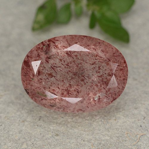 5.89ct Натуральный Средний розовый Клубничный кварц, Овал, Полупрозрачный