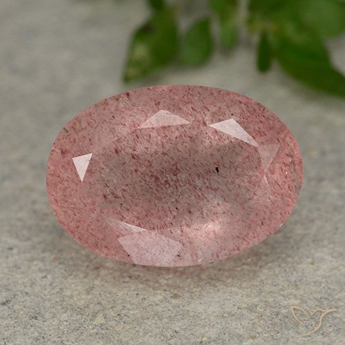 5.99ct Натуральный Средне-светло-розовый Клубничный кварц, Овал, Полупрозрачный