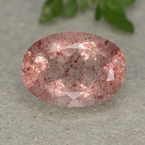 5.49ct Натуральный Средне-светло-розовый Клубничный кварц, Овал, Полупрозрачный