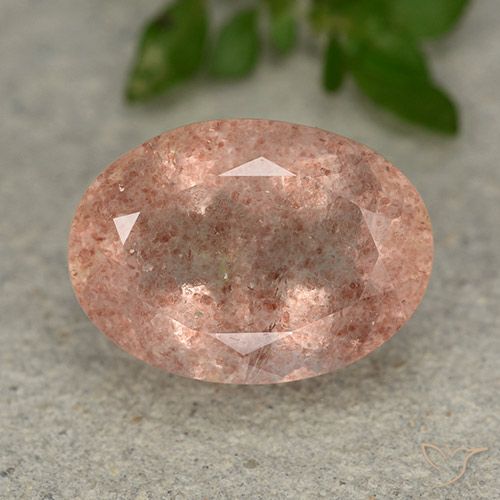 6.41ct Натуральный Персиковая роза Клубничный кварц, Овал, Полупрозрачный