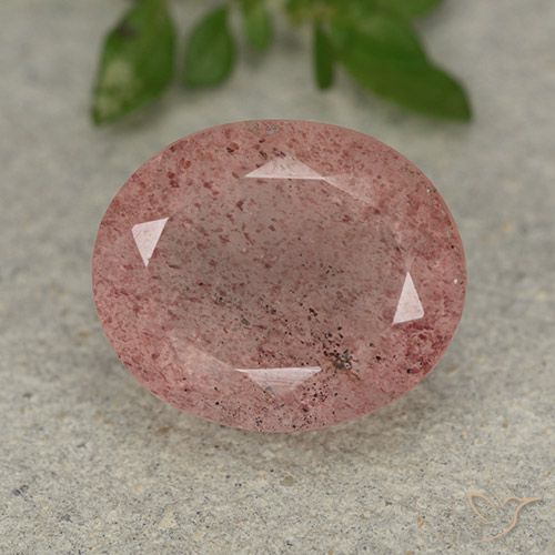 5.64ct Натуральный Землисто-розовый Клубничный кварц, Овал, Полупрозрачный