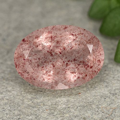 5.17ct Натуральный Средне-светло-розовый Клубничный кварц, Овал, Полупрозрачный