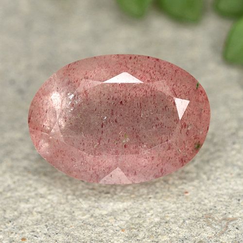 5.75ct Натуральный Средне-светло-розовый Клубничный кварц, Овал, Полупрозрачный