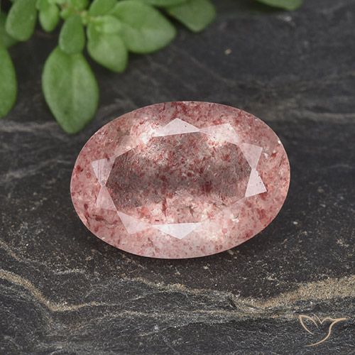 4.78ct Натуральный Средне-светло-розовый Клубничный кварц, Овал, Полупрозрачный