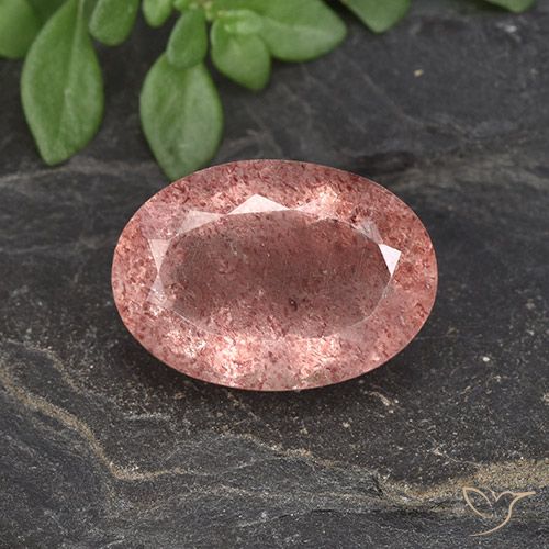 5.79ct Натуральный Оттенки розового Клубничный кварц, Овал, Полупрозрачный