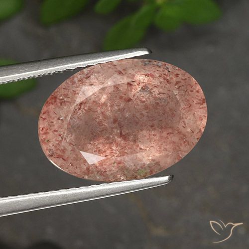 5.61ct Натуральный Оттенки розового Клубничный кварц, Овал, Полупрозрачный