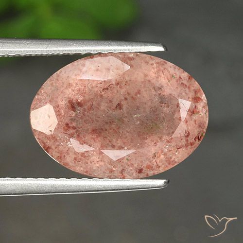 5.38ct Натуральный Землисто-розовый Клубничный кварц, Овал, Полупрозрачный