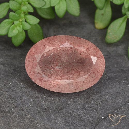 5.87ct Натуральный Светло-розовый разных оттенков Клубничный кварц, Овал, Полупрозрачный