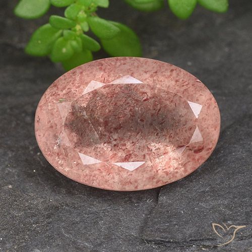5.96ct Натуральный Оттенки розового Клубничный кварц, Овал, Полупрозрачный