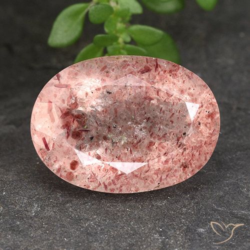 5.79ct Натуральный Малиново-розовый Клубничный кварц, Овал, Полупрозрачный