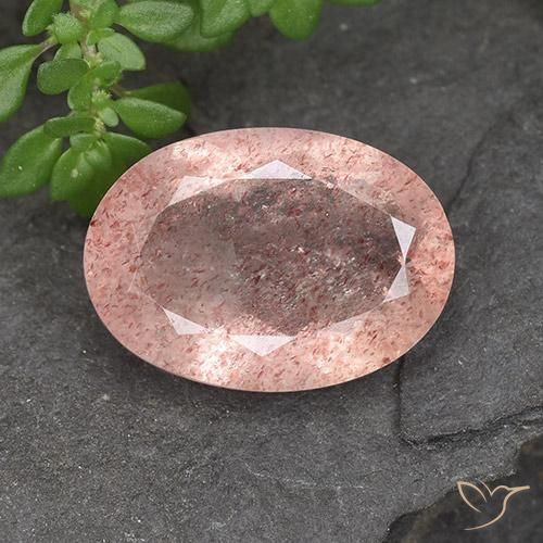4.78ct Натуральный Средне-светло-розовый Клубничный кварц, Овал, Полупрозрачный