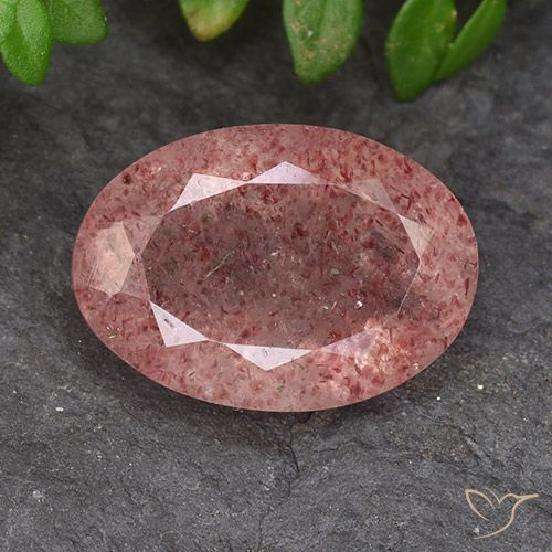 4.75ct Натуральный Средний розовый Клубничный кварц, Овал, Полупрозрачный