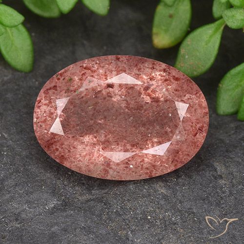 5.52ct Натуральный Средний розовый Клубничный кварц, Овал, Полупрозрачный