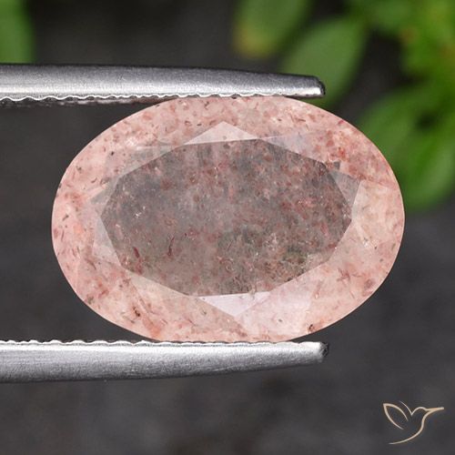 4.72ct Натуральный Фламинго Розовый Клубничный кварц, Овал, Полупрозрачный