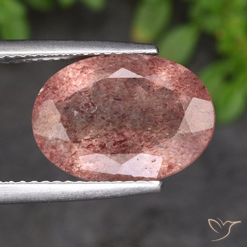 4.85ct Натуральный Оттенки розового Клубничный кварц, Овал, Полупрозрачный