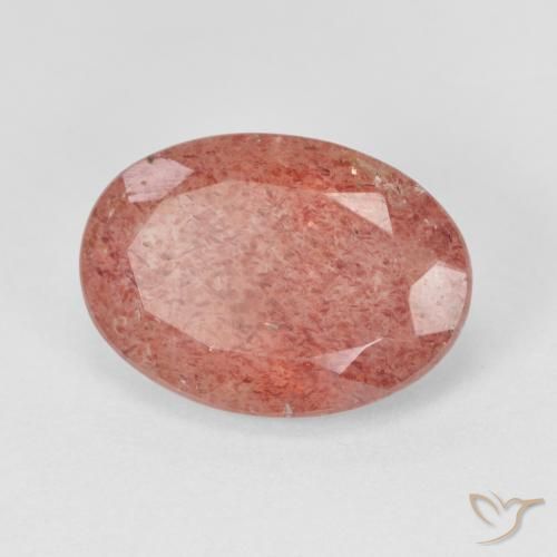 5.16ct Натуральный Бледно-красновато-оранжевый Клубничный кварц, Овал, Полупрозрачный