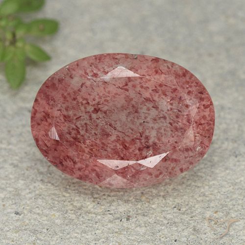 5.38ct Натуральный Оттенки розового Клубничный кварц, Овал, Полупрозрачный
