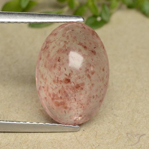 5.39ct Натуральный Персиковая роза Клубничный кварц, Овал, Полупрозрачный