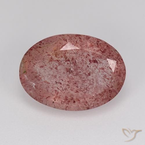 5.30ct Натуральный Оттенки розового Клубничный кварц, Овал, Полупрозрачный