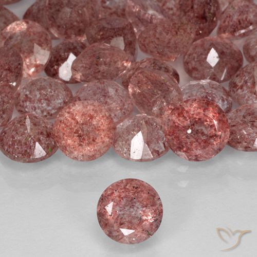 0.78ct Натуральный Оттенки розового Клубничный кварц, Круглый, Полупрозрачный