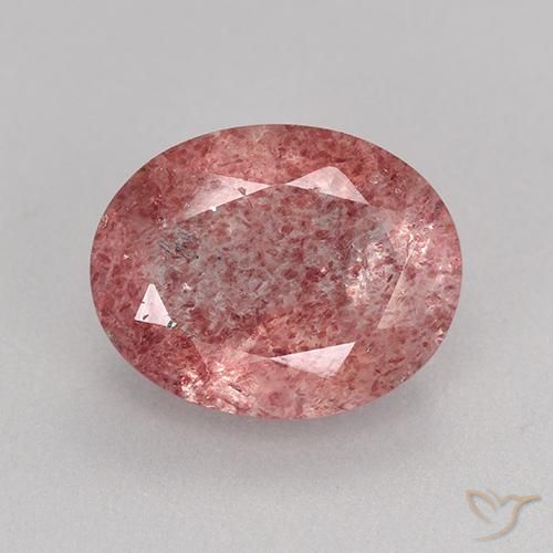 3.06ct Натуральный Темно-розовый Клубничный кварц, Овал, Полупрозрачный