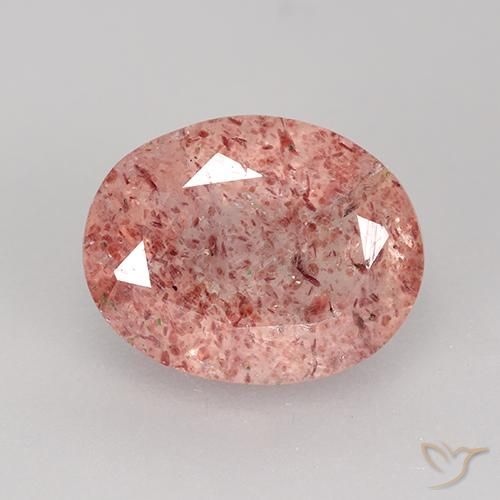 3.34ct Натуральный Средний розовый Клубничный кварц, Овал, Полупрозрачный