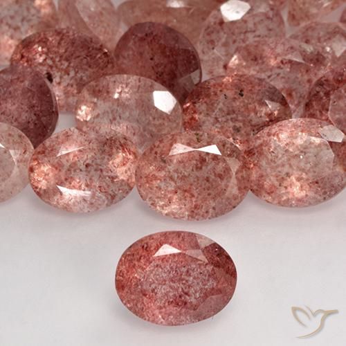 1.73ct Натуральный Ярко-розовый Клубничный кварц, Овал, Полупрозрачный