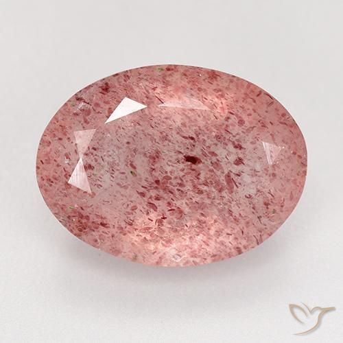 8.34ct Натуральный Средне-светло-розовый Клубничный кварц, Овал, Полупрозрачный