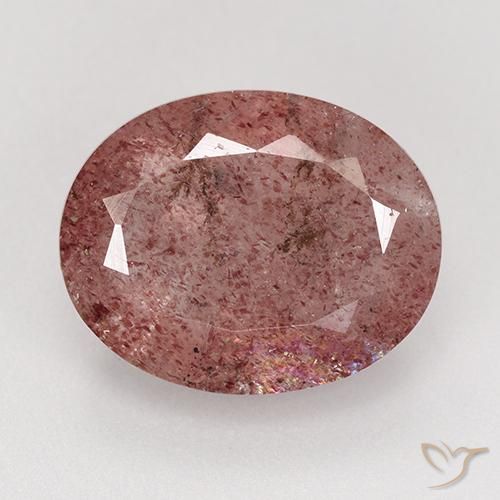 7.65 карата, натуральный Средний розовый Клубничный кварц, Огранка Овал, Полупрозрачный